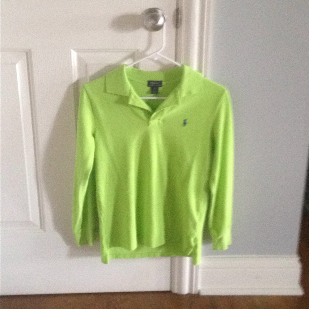 A green polo Ralph Lauren size 10/12 shirt.